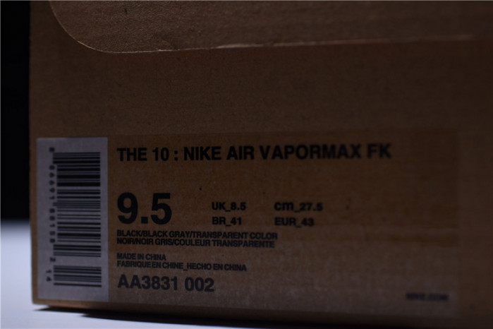 of x nike air vapormax fk black aa3831-002